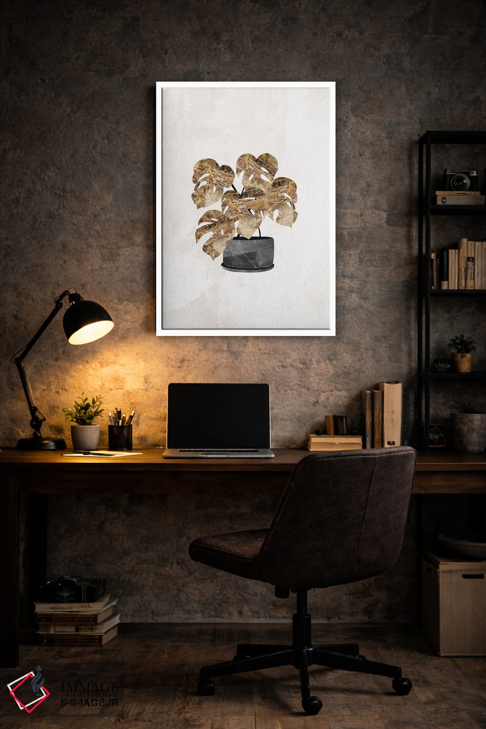 تابلو مینیمال گیاه پنیر سوئیسی طلایی اثر سارا مانوفسکی - D6W