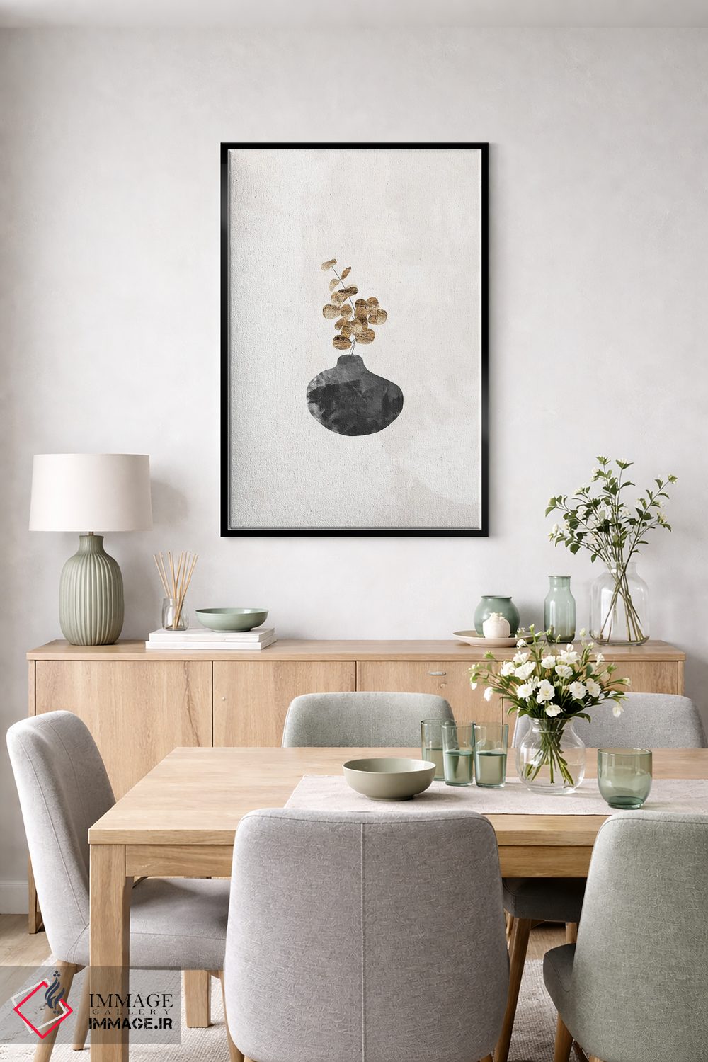 تابلو مینیمال گیاه اکالیپتوس طلایی I اثر سارا مانوفسکی - D6B