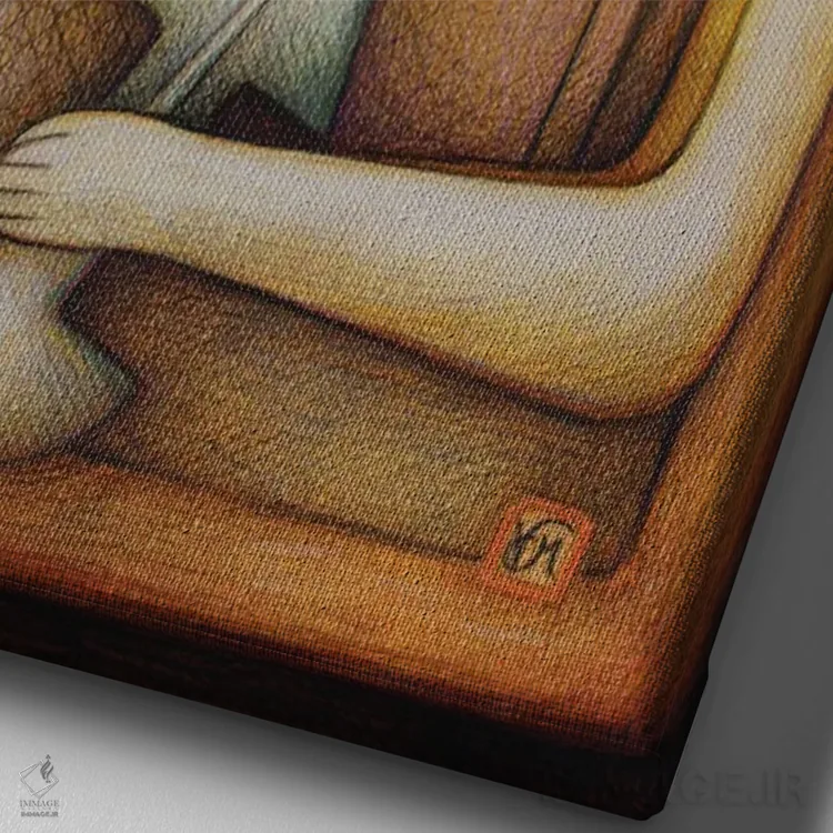 تابلو دکوراتیو جنگجوی نوسنگی آینده اثر ماسیمو ویتوریوسی - نمای نزدیک بافت بوم