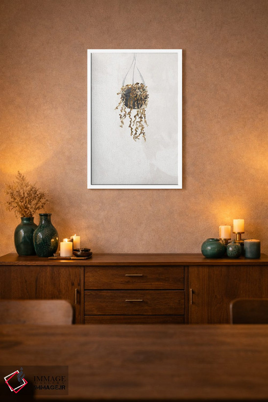 تابلو مینیمال گیاه رشته مروارید طلایی اثر سارا مانوفسکی - D2W