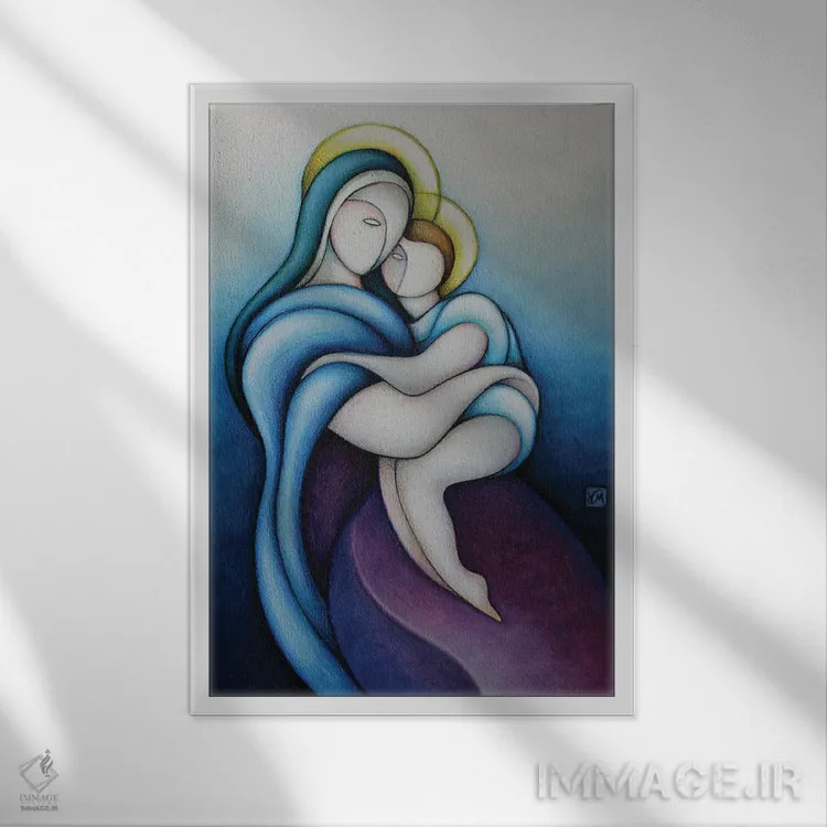 تابلو دکوراتیو مادر آسمانی اثر ماسیمو ویتوریوسی - نمای قابدار سفید