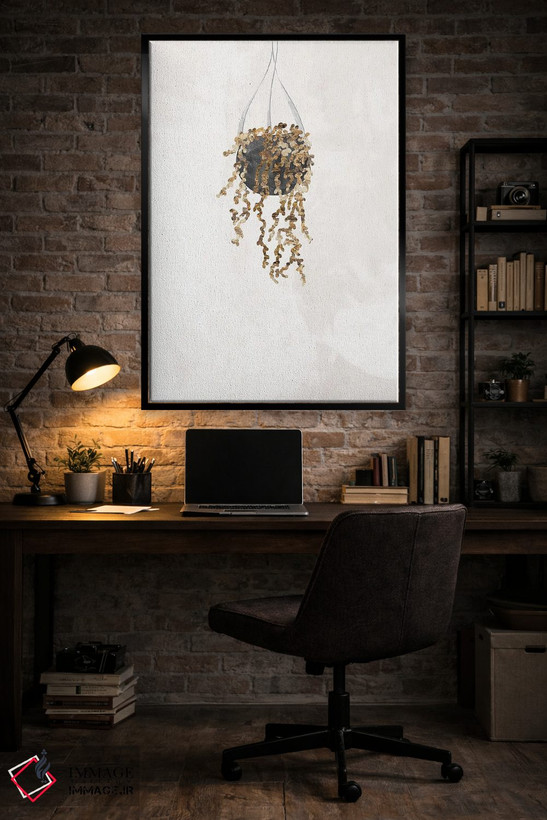 تابلو مینیمال گیاه رشته مروارید طلایی اثر سارا مانوفسکی - D6B