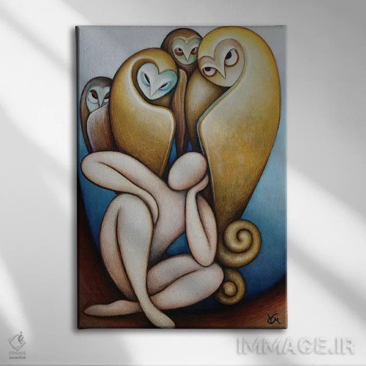 تابلو دکوراتیو رویاپرداز و تئاتر جغدها اثر ماسیمو ویتوریوسی - نمای روبهرو روی دیوار