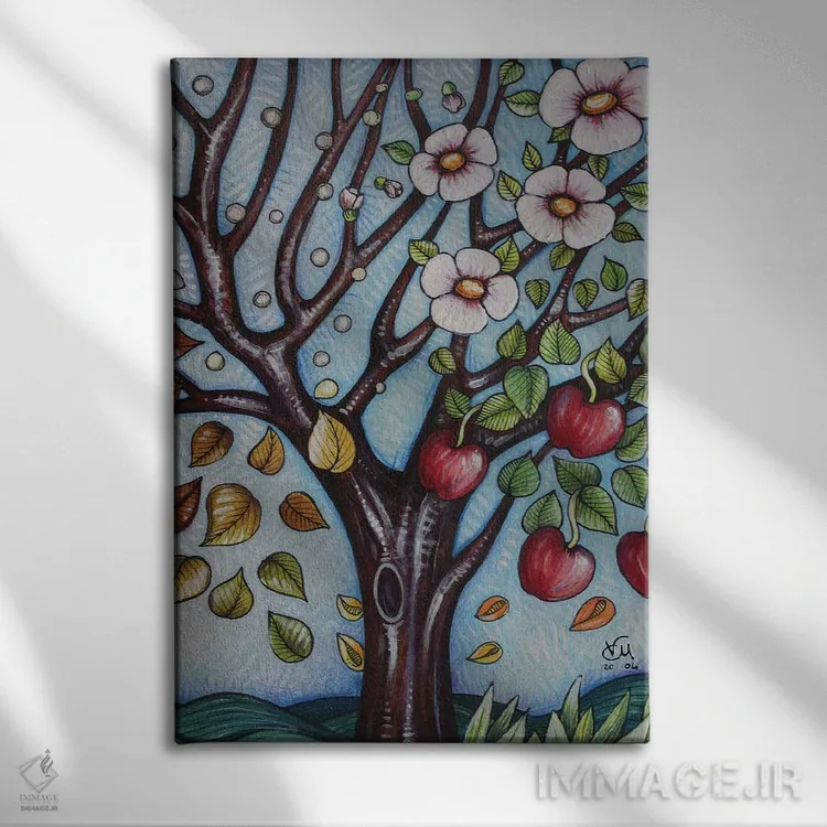 تابلو دکوراتیو درخت فصل ها اثر ماسیمو ویتوریوسی - نمای روبهرو روی دیوار