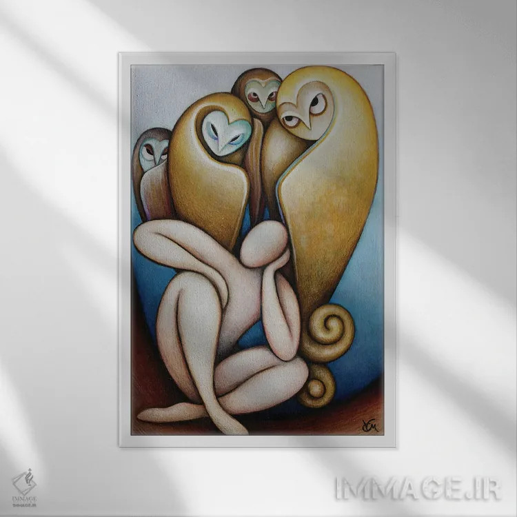 تابلو دکوراتیو رویاپرداز و تئاتر جغدها اثر ماسیمو ویتوریوسی - نمای قابدار سفید