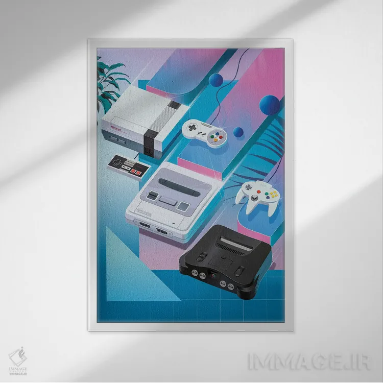 تابلو دکوراتیو نینتندوی کلاسیک اثر آقای ملویل - نمای قابدار سفید