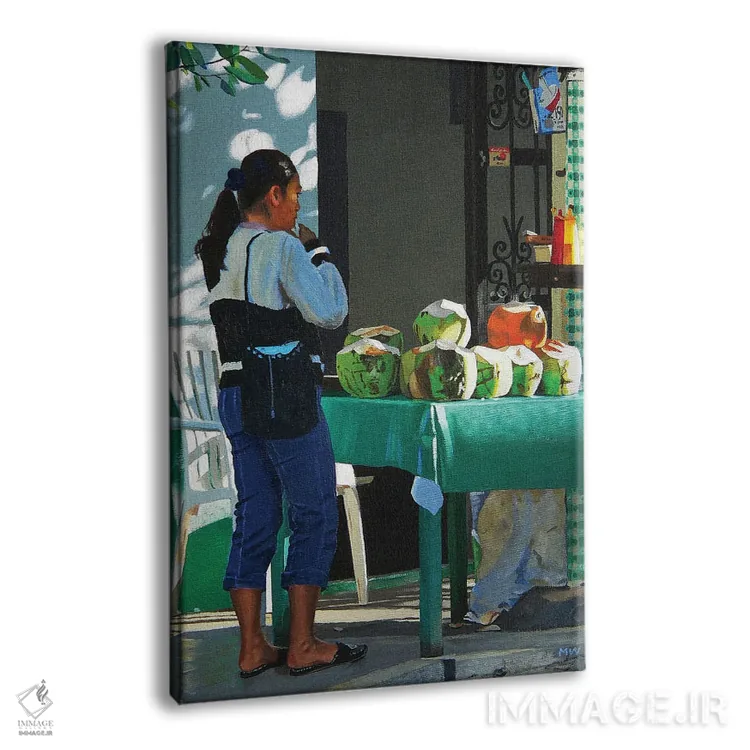 تابلو دکوراتیو نوشنده نارگیل اثر مایکل وارد - نمای پرسپکتیو محصول