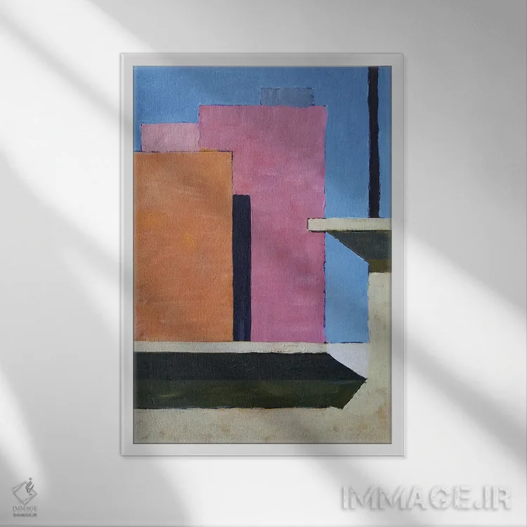 تابلو انتزاعی داون تاون اثر مایکل وارد - نمای قابدار سفید