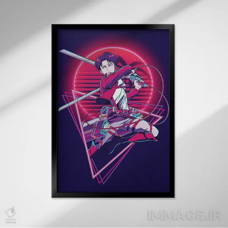 تابلو دکوراتیو حمله به تایتان اثر مونیر وانیاک - نمای قابدار مشکی