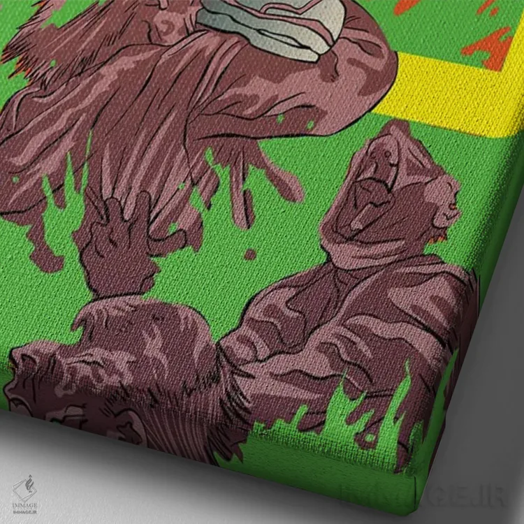 تابلو دکوراتیو چینساو من اثر مونیر وانیاک - نمای نزدیک بافت بوم