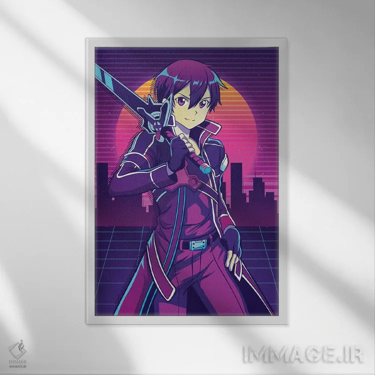 تابلو دکوراتیو هنر شمشیرزنی آنلاین اثر مونیر وانیاک - نمای قابدار سفید