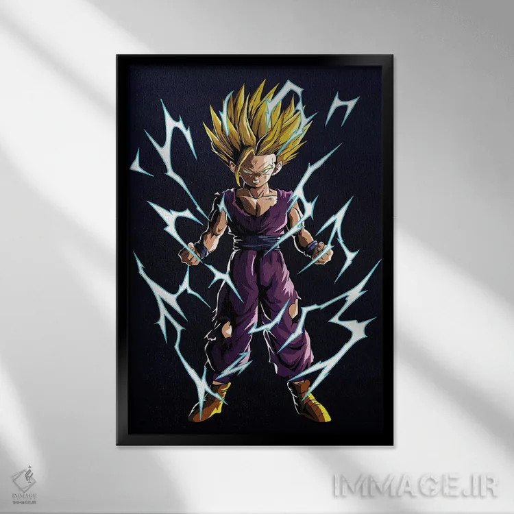 تابلو دکوراتیو دراگون بال زد - گوهان سوم اثر مونیر وانیاک - نمای قابدار مشکی