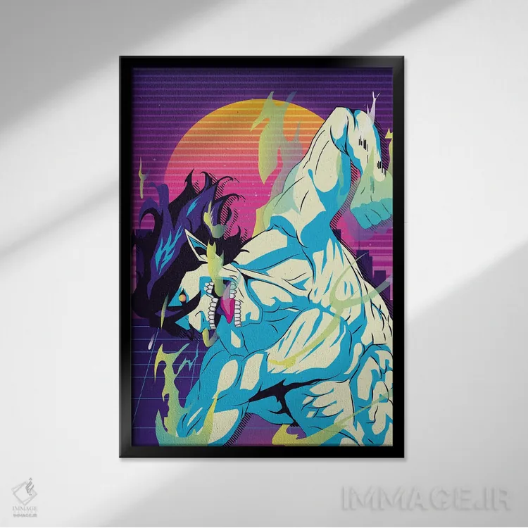 تابلو دکوراتیو حمله به تایتان اثر مونیر وانیاک - نمای قابدار مشکی