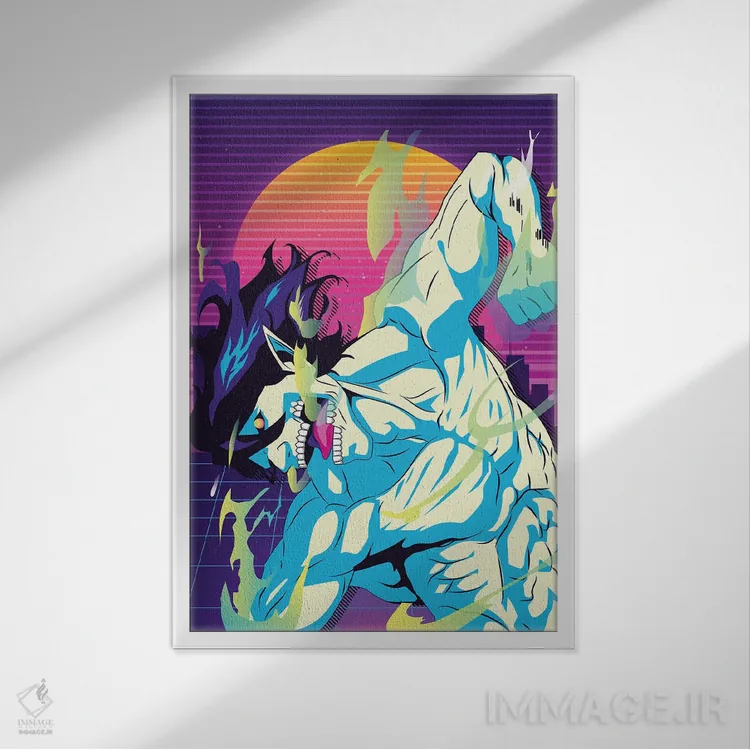 تابلو دکوراتیو حمله به تایتان اثر مونیر وانیاک - نمای قابدار سفید