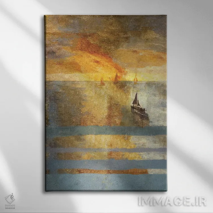 تابلو انتزاعی نور روی آب اول اثر مارتا وایلی - نمای روبهرو روی دیوار