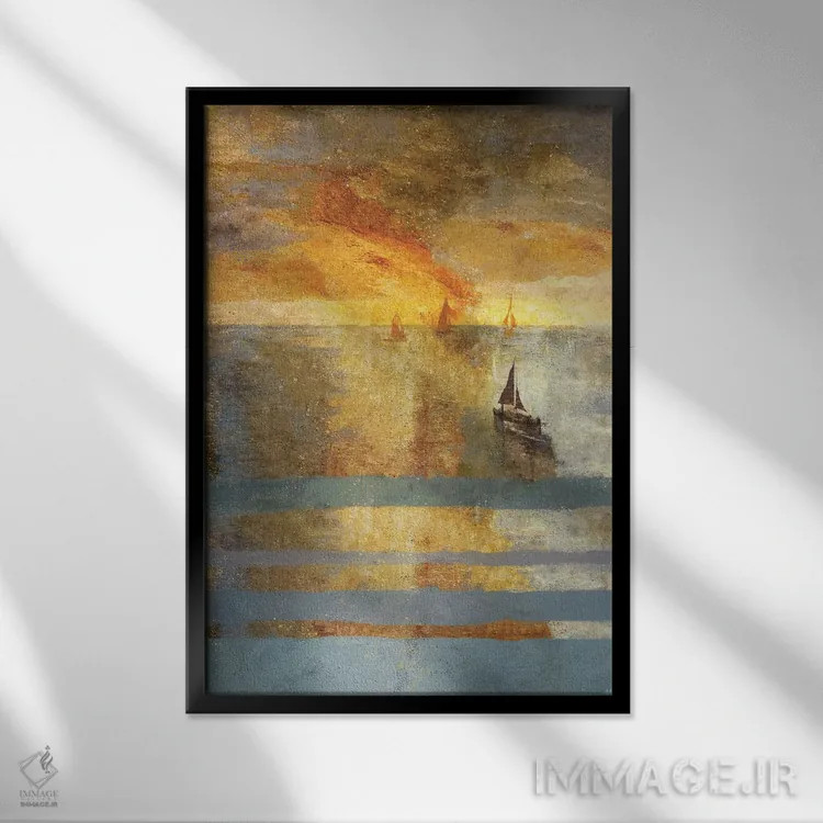 تابلو انتزاعی نور روی آب اول اثر مارتا وایلی - نمای قابدار مشکی