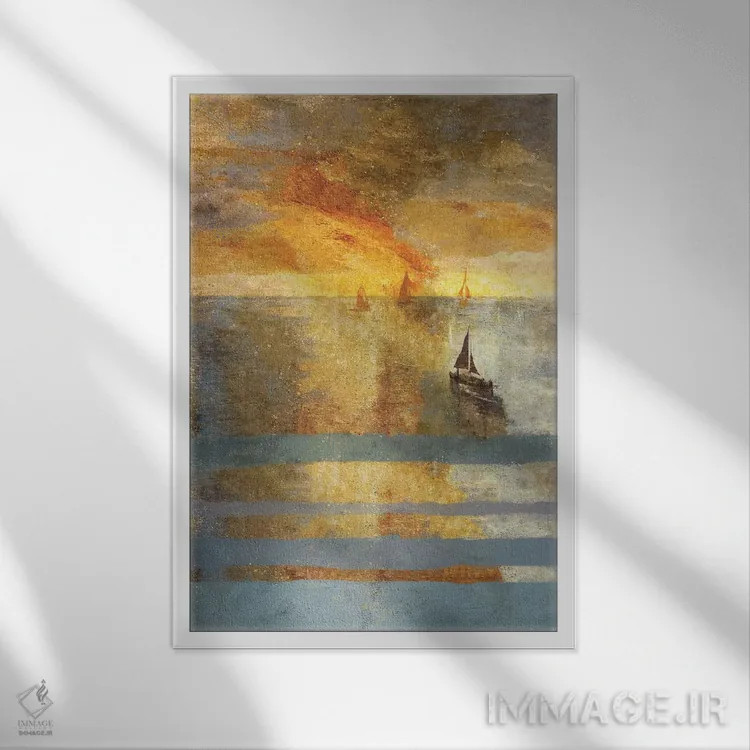 تابلو انتزاعی نور روی آب اول اثر مارتا وایلی - نمای قابدار سفید