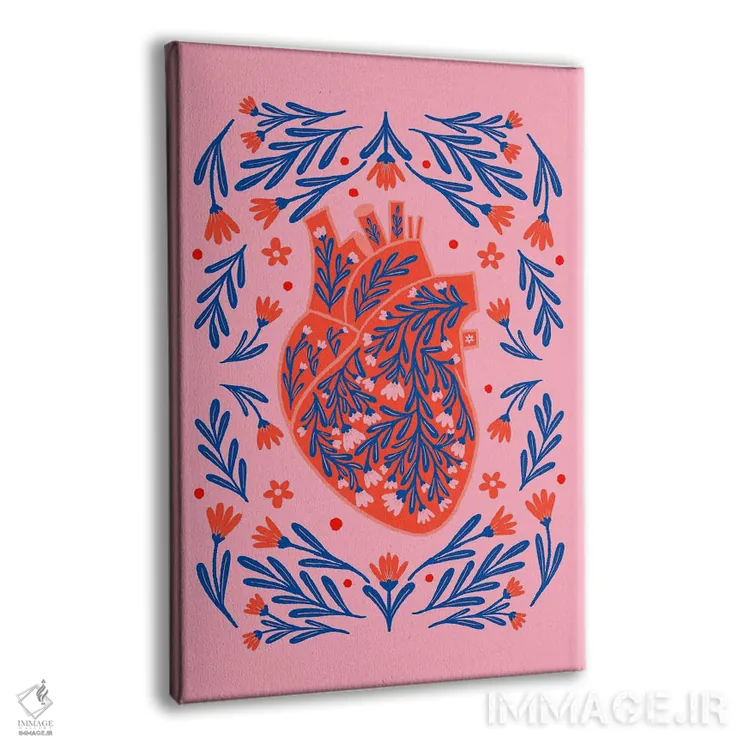 تابلو دکوراتیو قلب آناتومیک گلدار اثر آنجلا مینکا - نمای پرسپکتیو محصول