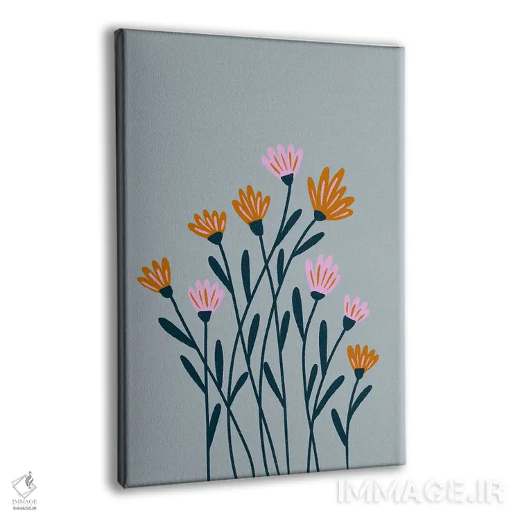 تابلو دکوراتیو گل های نارنجی و صورتی اثر آنجلا مینکا - نمای پرسپکتیو محصول