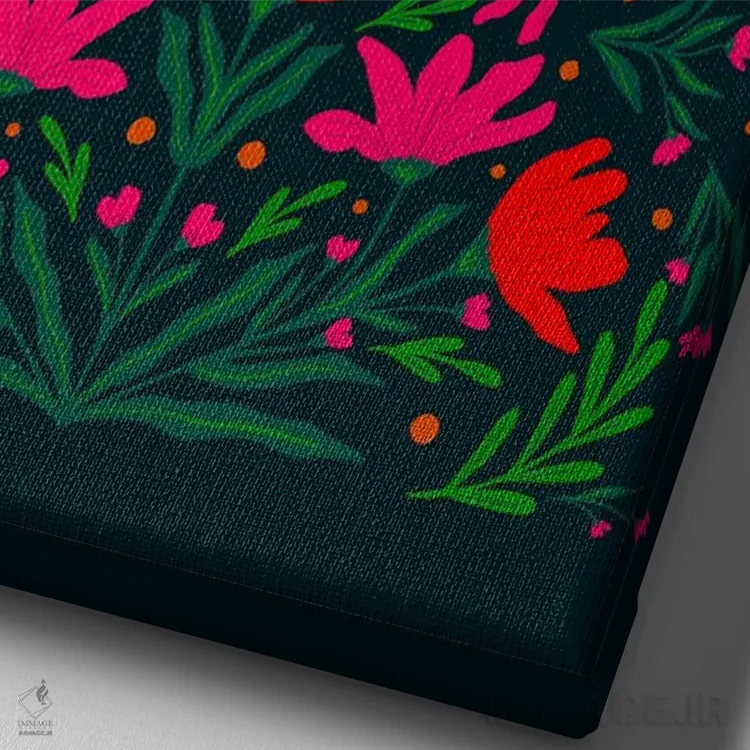 تابلو دکوراتیو گل های صورتی و قرمز برجسته اثر آنجلا مینکا - نمای نزدیک بافت بوم