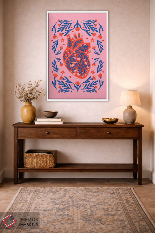 تابلو دکوراتیو قلب آناتومیک گلدار اثر آنجلا مینکا - D2W