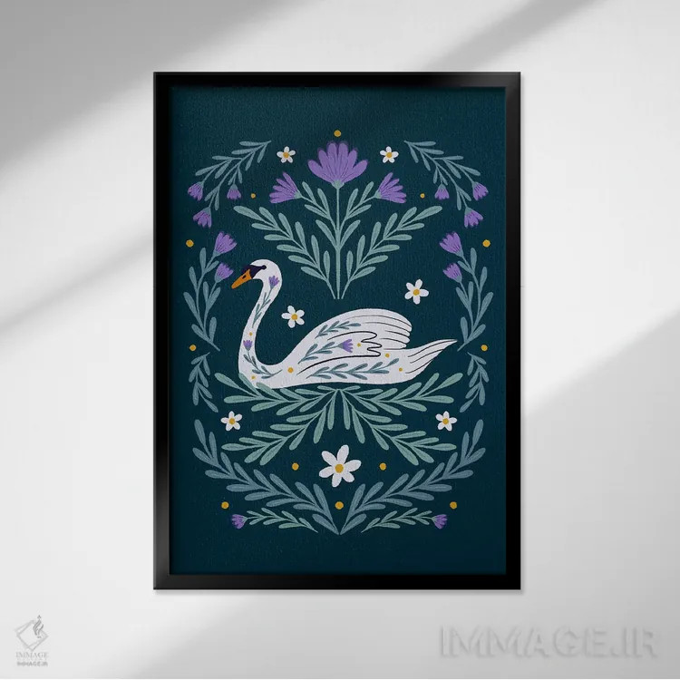 تابلو دکوراتیو قوی هنر عامیانه اثر آنجلا مینکا - نمای قابدار مشکی