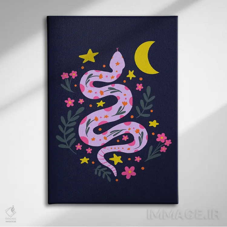 تابلو دکوراتیو مار ماه نما اثر آنجلا مینکا - نمای روبهرو روی دیوار