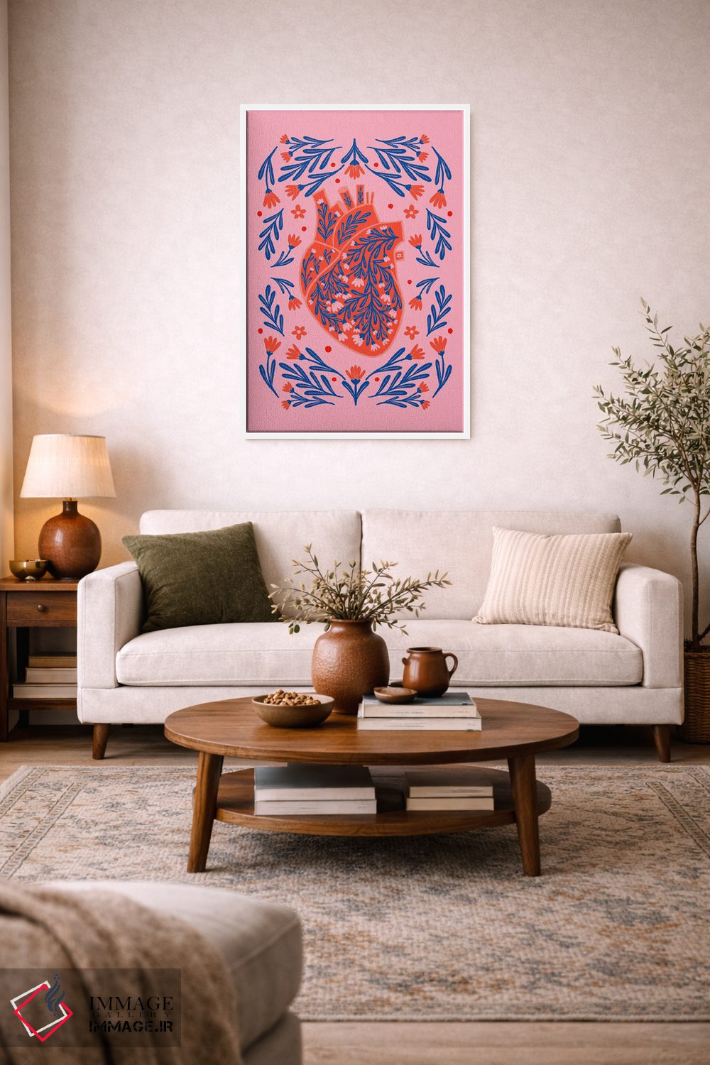 تابلو دکوراتیو قلب آناتومیک گلدار اثر آنجلا مینکا - D3W