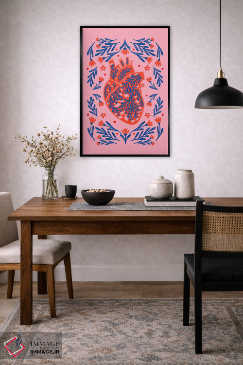 تابلو دکوراتیو قلب آناتومیک گلدار اثر آنجلا مینکا - D5B