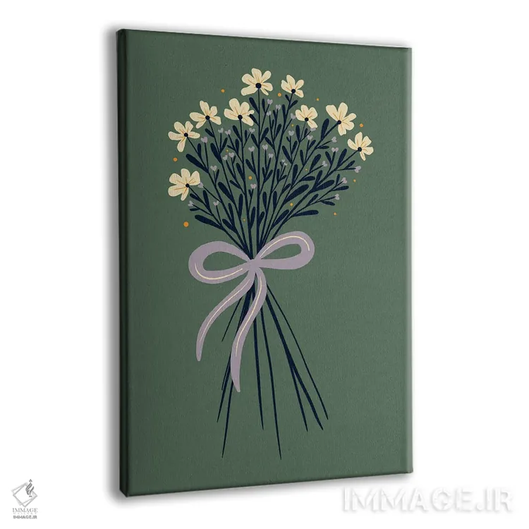 تابلو دکوراتیو دسته گل تزئینی با روبان اثر آنجلا مینکا - نمای پرسپکتیو محصول