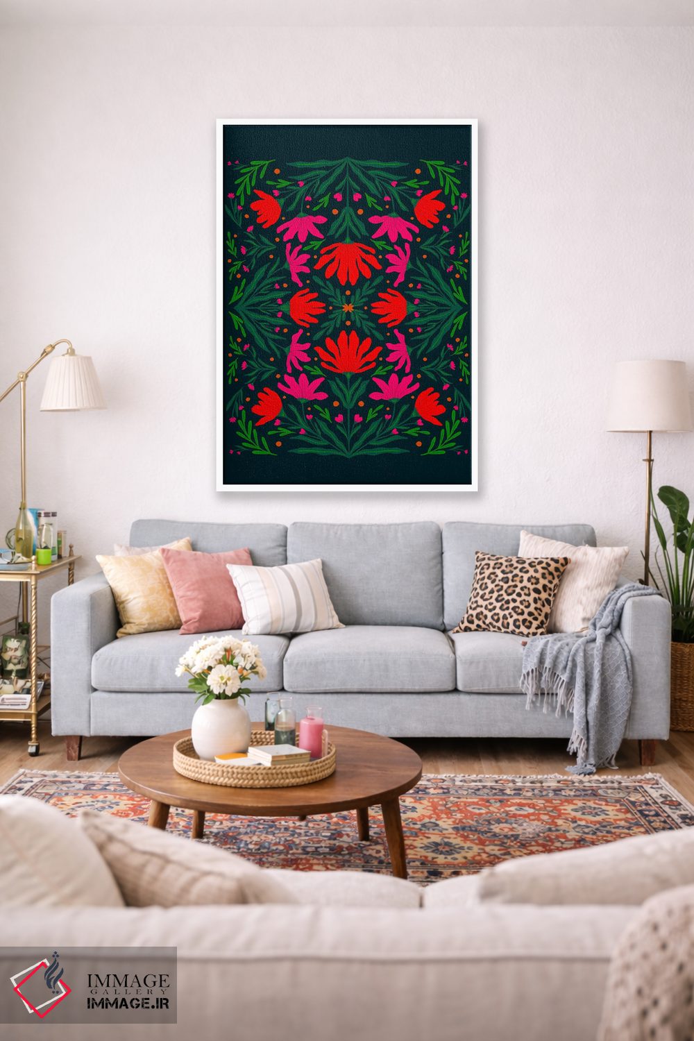 تابلو دکوراتیو گل های صورتی و قرمز برجسته اثر آنجلا مینکا - D1W