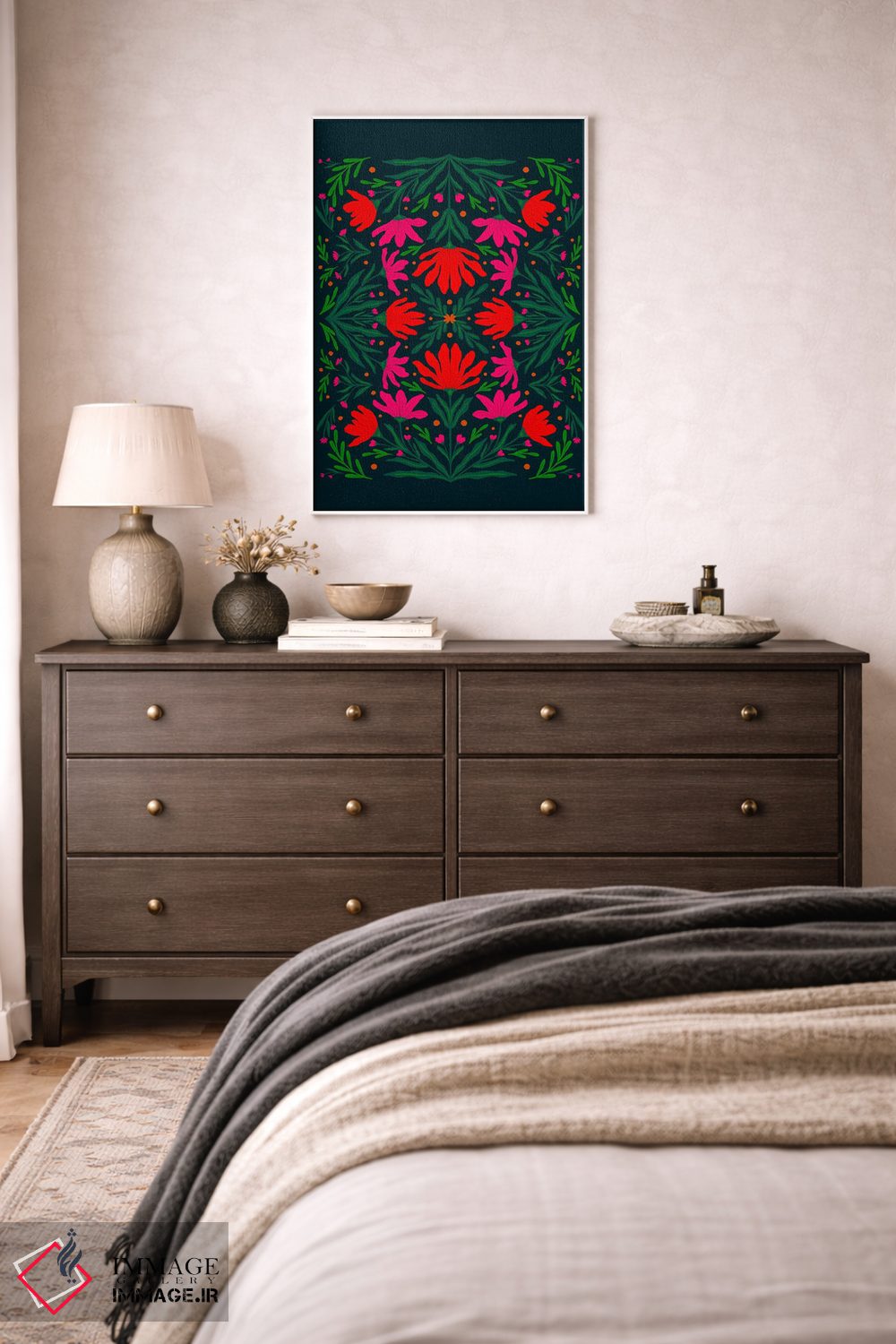 تابلو دکوراتیو گل های صورتی و قرمز برجسته اثر آنجلا مینکا - D2W