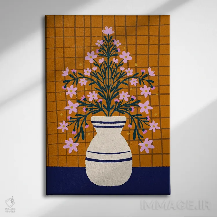 تابلو دکوراتیو گل ها در گلدان اثر آنجلا مینکا - نمای روبهرو روی دیوار
