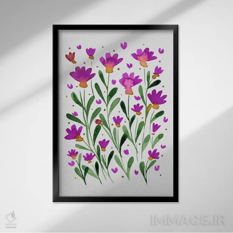 تابلو دکوراتیو گل های فراموشم مکن اثر آنجلا مینکا - نمای قابدار مشکی