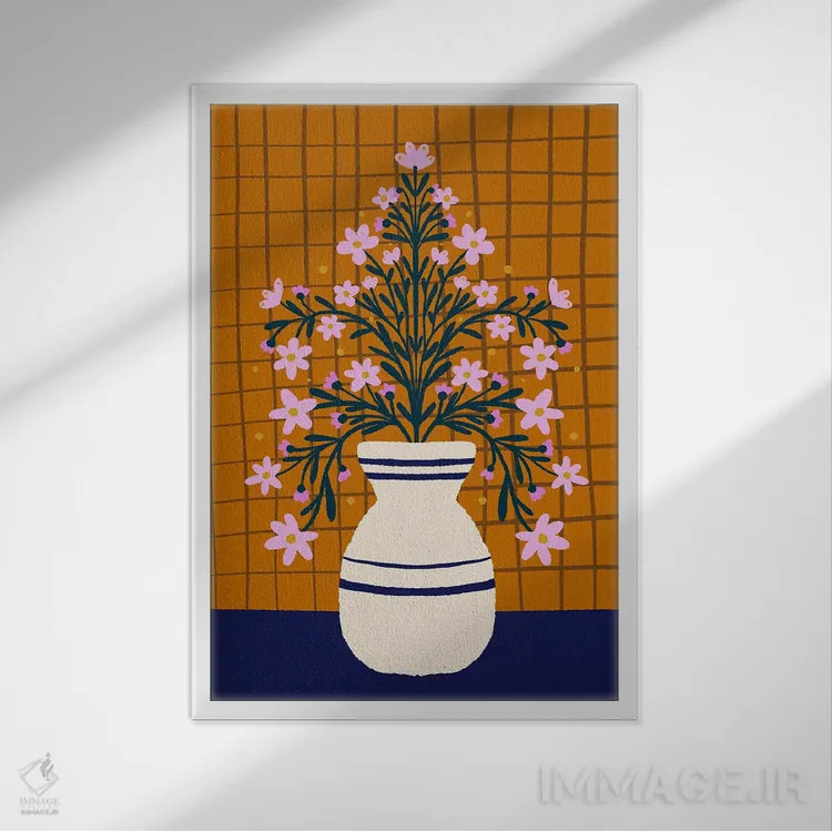 تابلو دکوراتیو گل ها در گلدان اثر آنجلا مینکا - نمای قابدار سفید