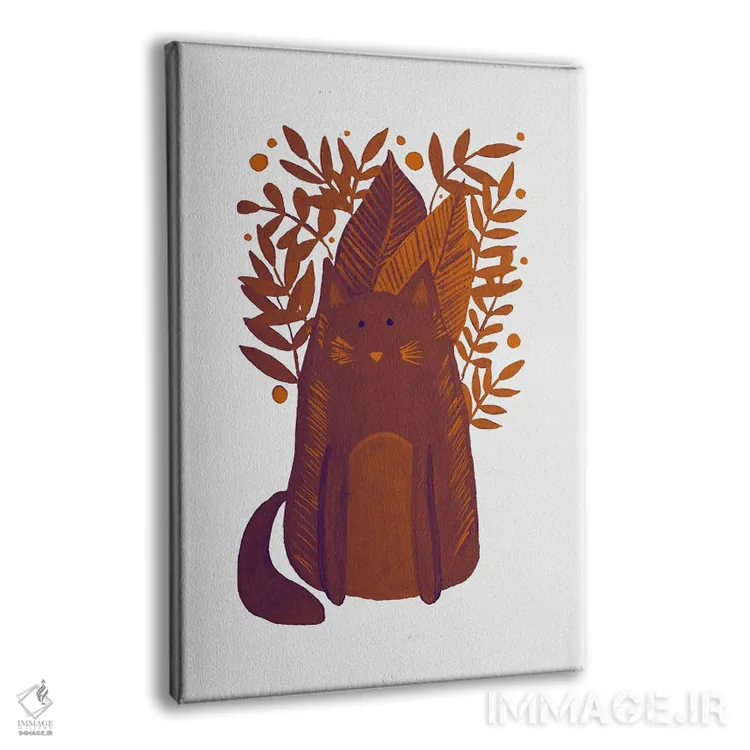 تابلو دکوراتیو گربه قهوه ای با شاخه ها اثر آنجلا مینکا - نمای پرسپکتیو محصول