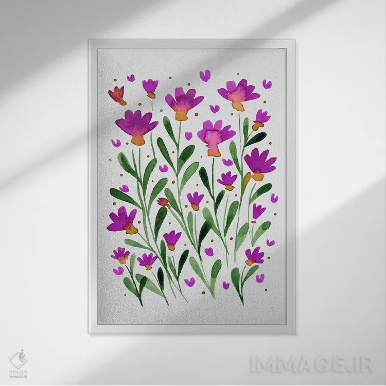 تابلو دکوراتیو گل های فراموشم مکن اثر آنجلا مینکا - نمای قابدار سفید