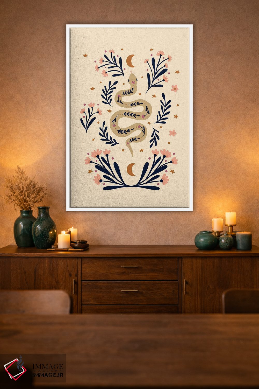 تابلو دکوراتیو مار و گل ها اثر آنجلا مینکا - D2W