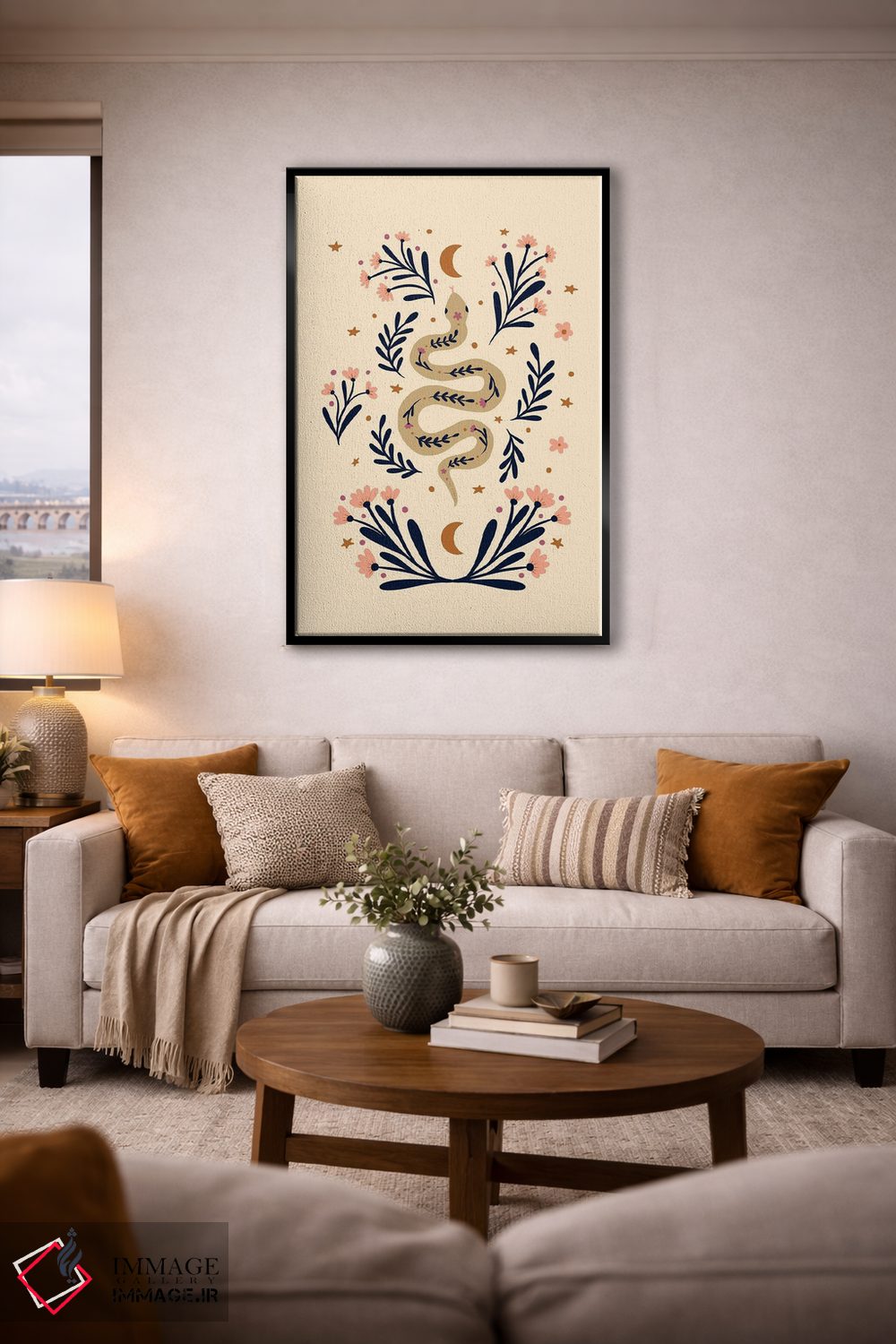 تابلو دکوراتیو مار و گل ها اثر آنجلا مینکا - D4B