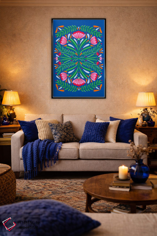 تابلو دکوراتیو گل های برجسته و متقارن اثر آنجلا مینکا - D5B