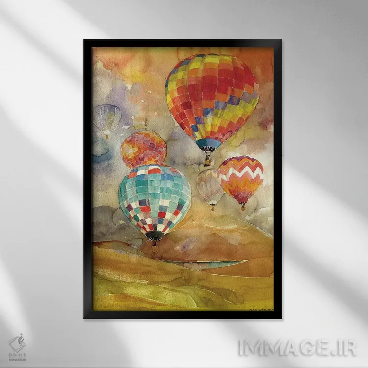 تابلو دکوراتیو بادکنک ها اثر ماجا ورونسکا - نمای قابدار مشکی