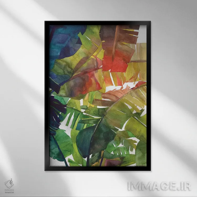 تابلو دکوراتیو برگ های موز اثر ماجا ورونسکا - نمای قابدار مشکی