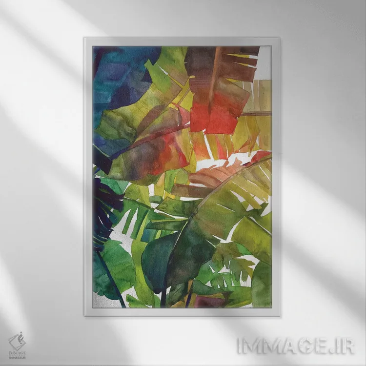 تابلو دکوراتیو برگ های موز اثر ماجا ورونسکا - نمای قابدار سفید