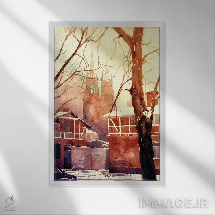 تابلو دکوراتیو زمستان در لهستان اثر ماجا ورونسکا - نمای قابدار سفید