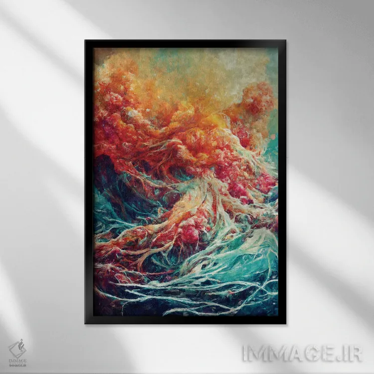 تابلو انتزاعی مرثیه ای برای طبیعت اثر ماکسیمیلیانو کاسال - نمای قابدار مشکی