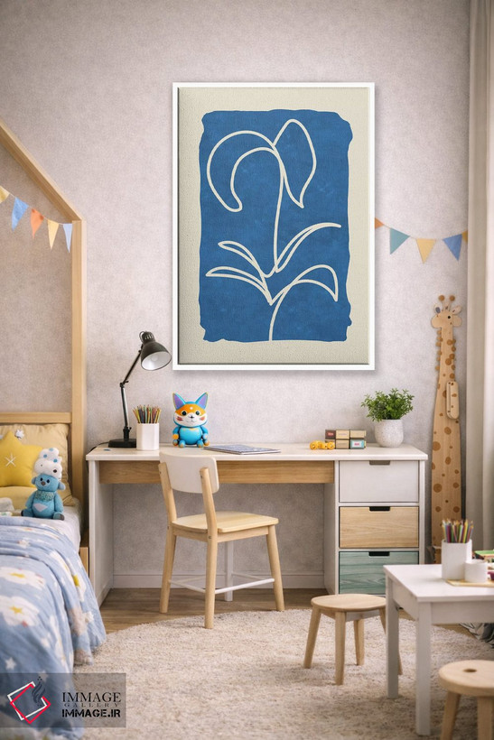 تابلو مینیمال خطوط پیچیده روی آبی ۶ اثر ماکسیمیلیانو کاسال - D1W