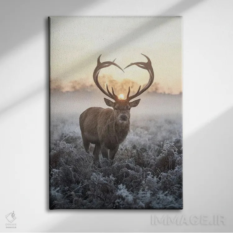 تابلو دکوراتیو شاخ های قلبی شکل شماره ۵ اثر مکس الیس - نمای روبهرو روی دیوار