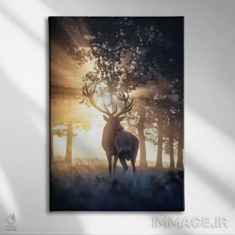 تابلو دکوراتیو گوزن بارانی شماره ۱ اثر مکس الیس - نمای روبهرو روی دیوار