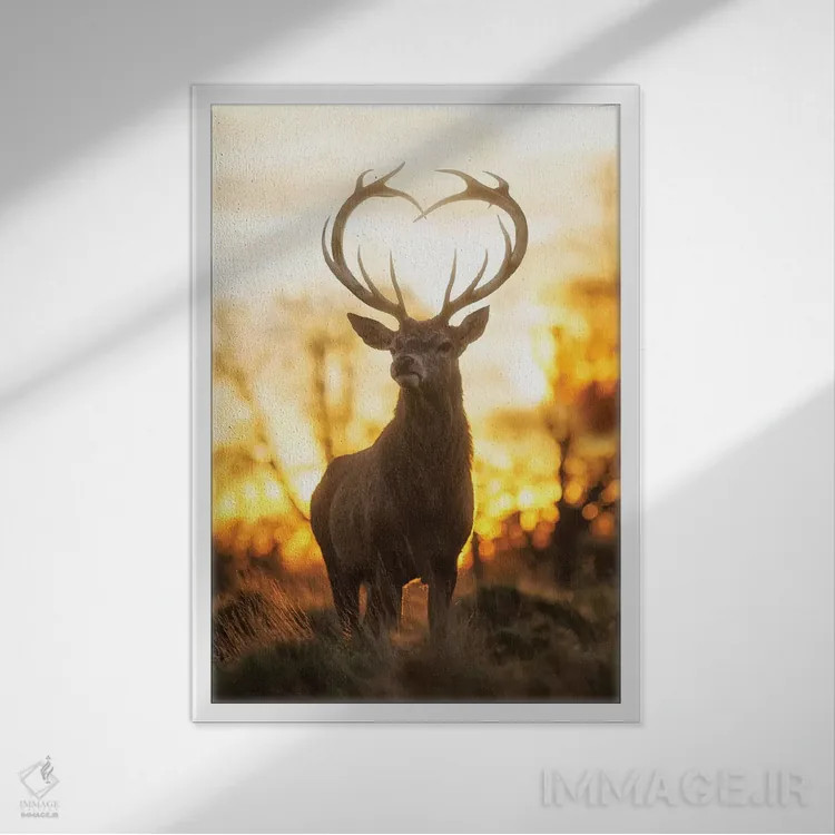 تابلو دکوراتیو شاخ های قلبی شکل شماره ۴ اثر مکس الیس - نمای قابدار سفید