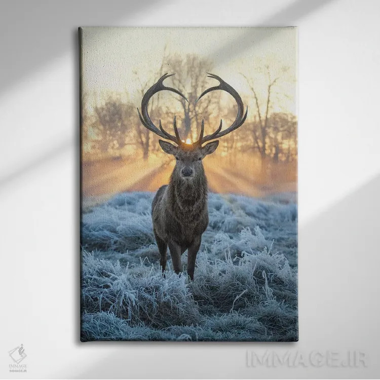 تابلو دکوراتیو دوستت دارم گوزن آتش و یخ اثر مکس الیس - نمای روبهرو روی دیوار